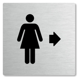 WC ženy vpravo, 100x100mm, stříbrná, Nevada